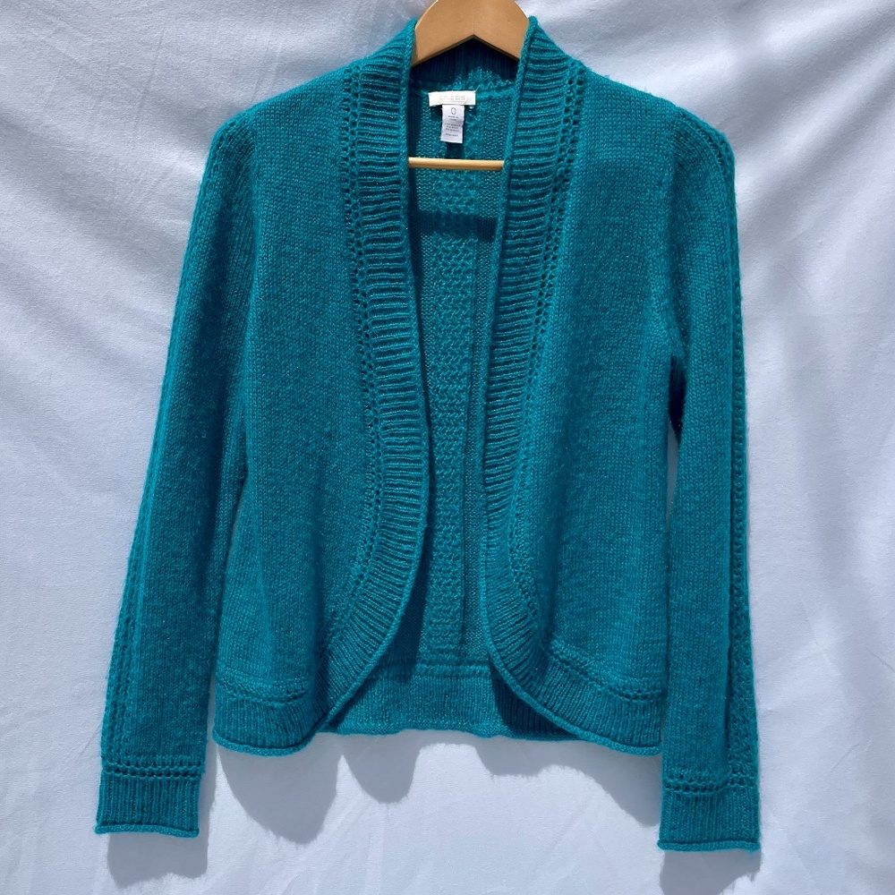Teal Chico's Crochet Cardigan
